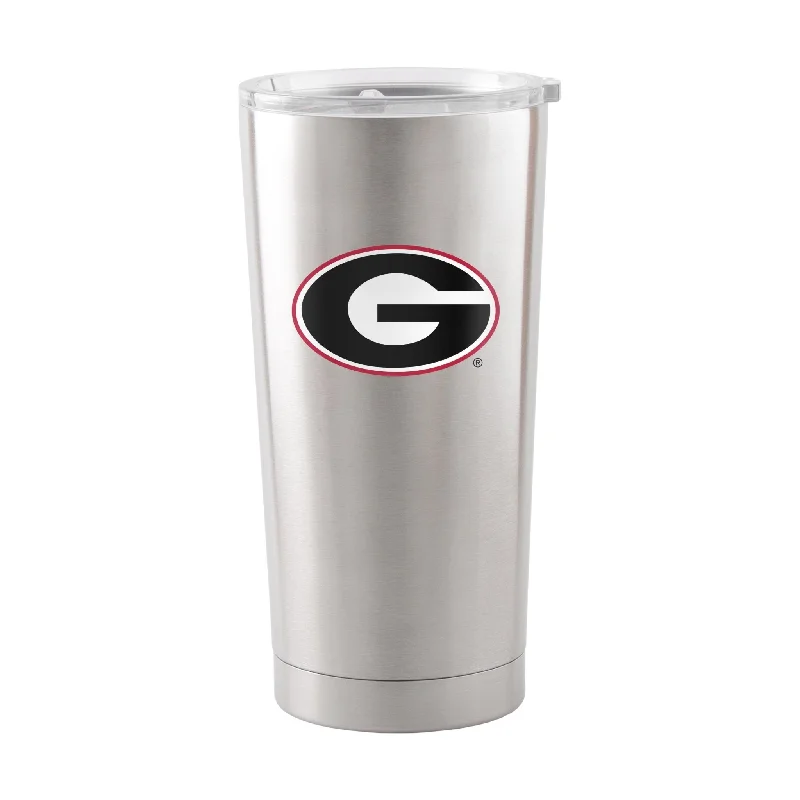 Team Mug For Tournament Teams-Georgia Silver 20oz Gameday Stainless Tumbler