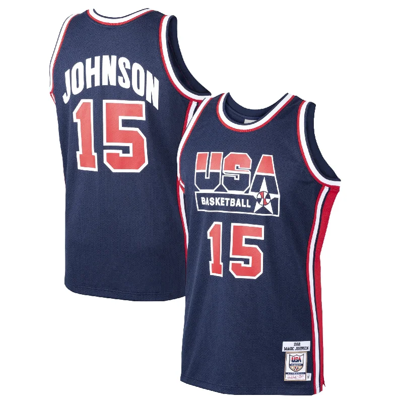 Basketball Jersey For Custom Birthday Gifts-Magic Johnson Usa Basketball 1992 Dream Team Basketball Jersey - Navy