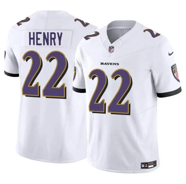 Personalized Football Jersey-Men's Baltimore Ravens #22 Derrick Henry 2023 F.U.S.E. White Vapor Limited Football Stitched Jersey