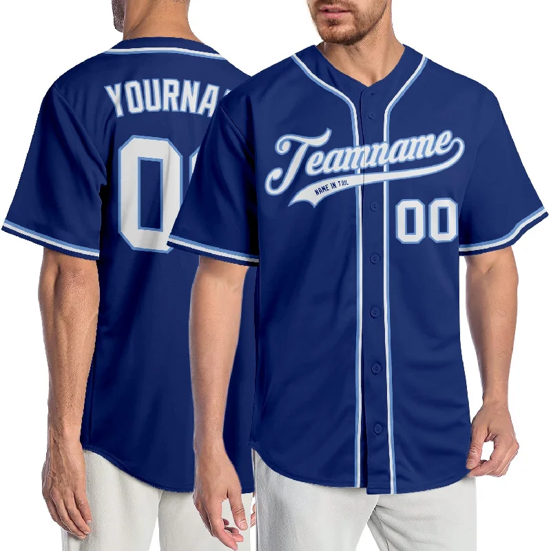 Baseball Jersey With Custom Patterns-Custom Royal White-Light Blue Authentic Baseball Jersey