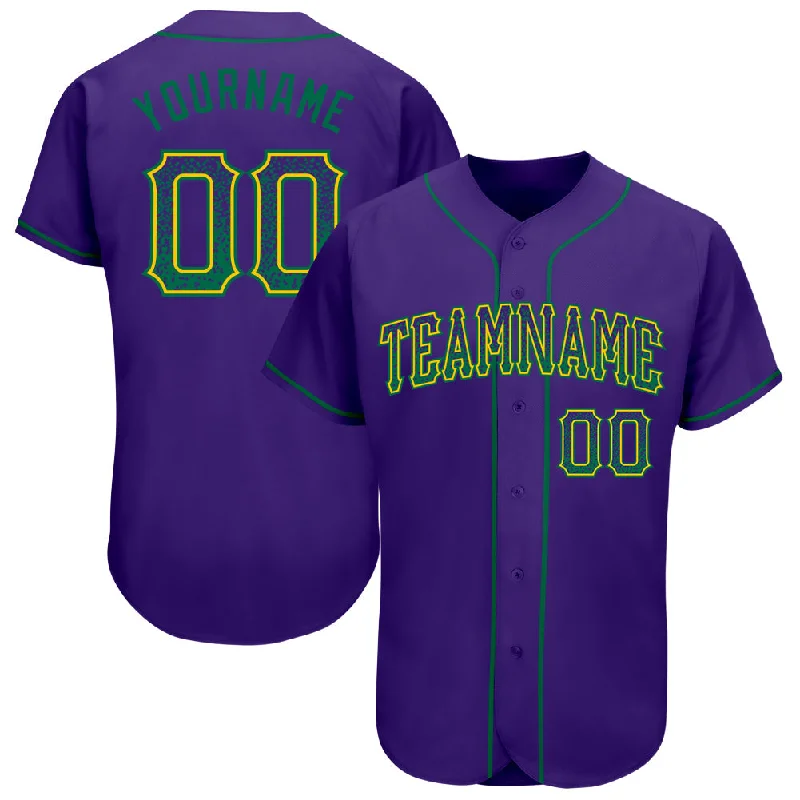 Baseball Jersey With Custom Collar-Custom Purple Kelly Green-Gold Authentic Drift Fashion Baseball Jersey