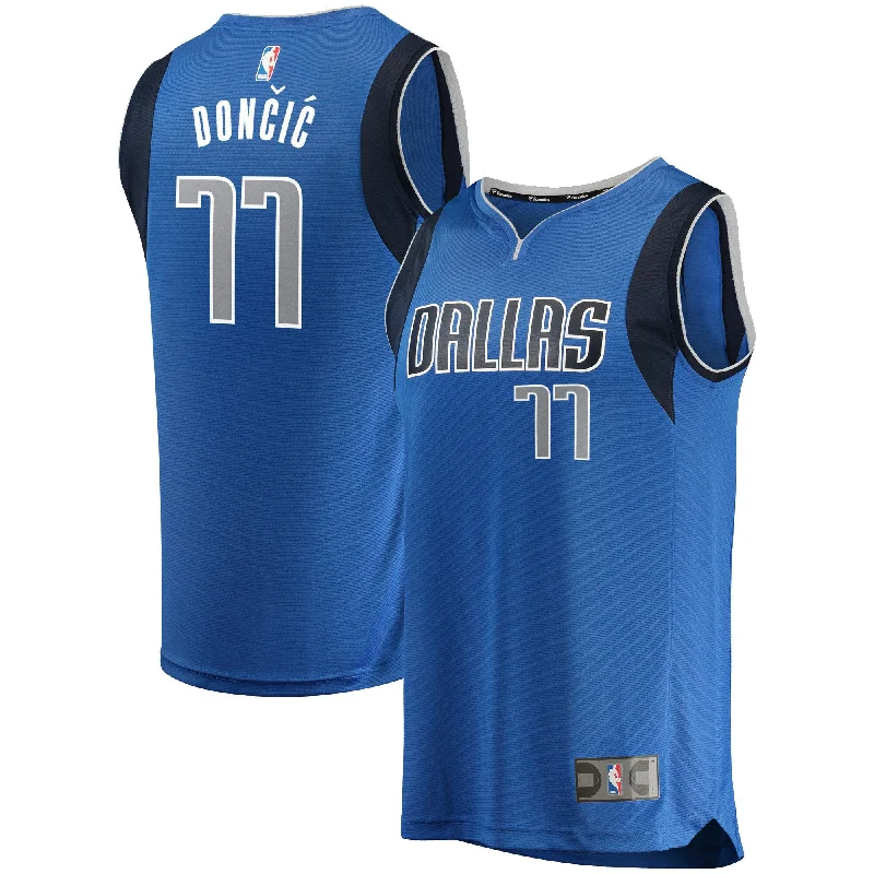 Basketball Jersey With Team Logo-Luka Doncic Dallas Mavericks Branded Big & Tall Fast Break Player Basketball Jersey - Blue - Icon Edition