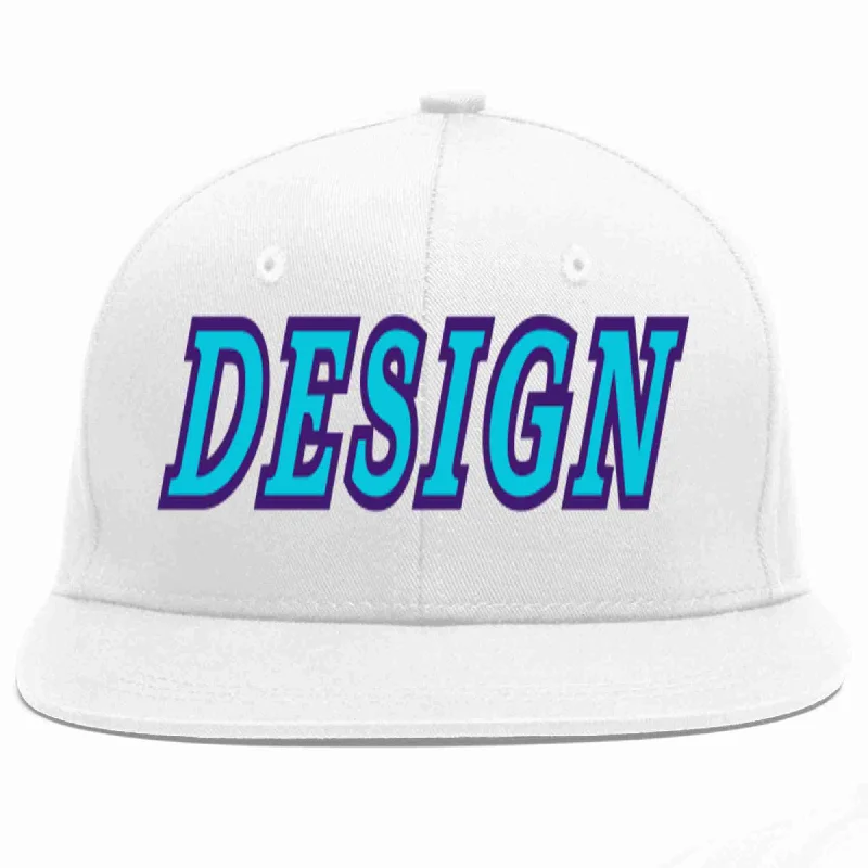 Personalized Baseball Cap With Name-Custom White Light Blue-purple Flat Eaves Sport Baseball Cap Design for Men/Women/Youth