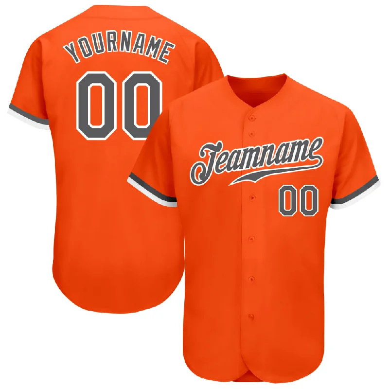 Baseball Jersey For All-Weather Protection-Custom Orange Steel Gray-White Authentic Baseball Jersey