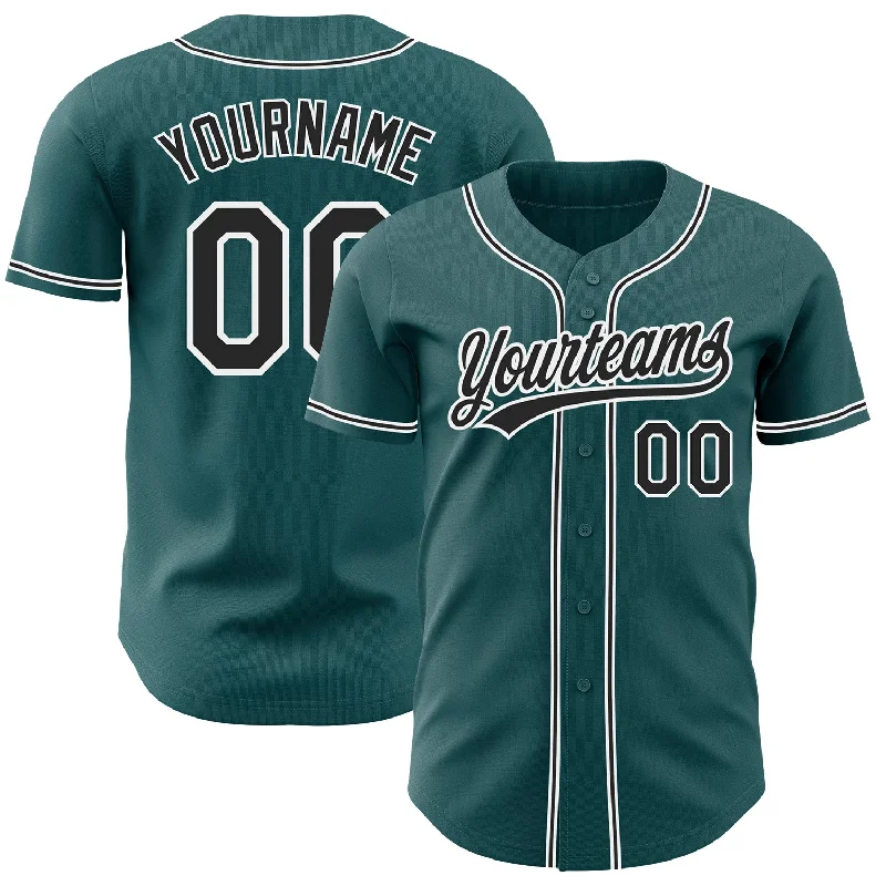 Baseball Jersey For Professional Brands-Custom Midnight Green Black-White Authentic Baseball Jersey