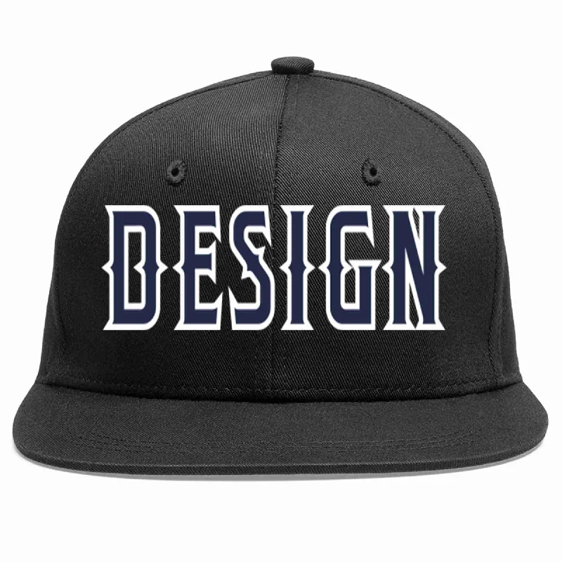 Baseball Cap For Signature Collection-Custom Black Navy-White Flat Eaves Sport Baseball Cap Design for Men/Women/Youth