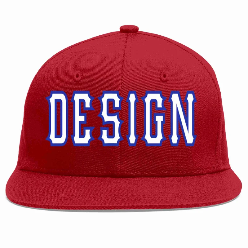 Baseball Cap With Adjustable Strap-Custom Red White-Royal Flat Eaves Sport Baseball Cap Design for Men/Women/Youth