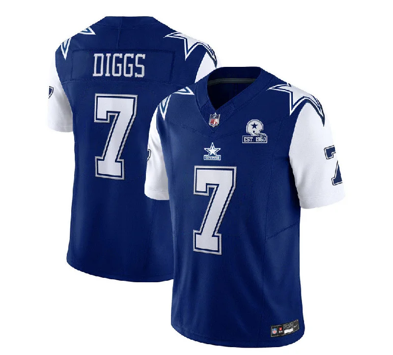 Football Jersey With Bold Color Scheme-Men's Dallas Cowboys #7 Trevon Diggs Navy 2023 F.U.S.E. With 1960 Patch Vapor Limited Football Stitched Jersey