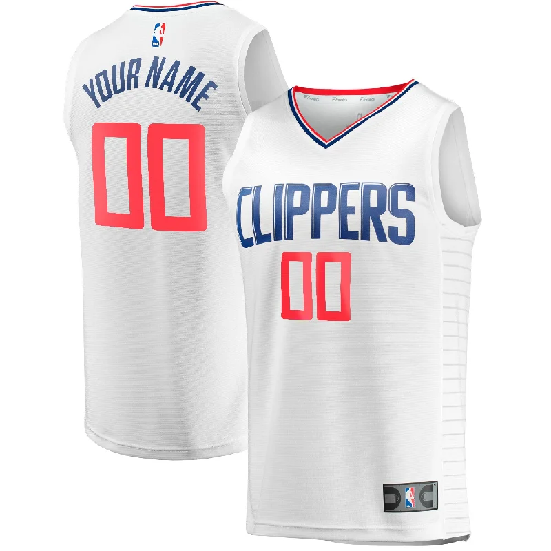 Basketball Jersey For Holiday Promotions-La Clippers Branded Fast Break Custom Basketball Jersey - Association Edition - White