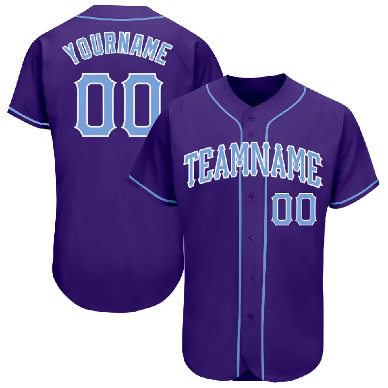 Baseball Jersey For Sports Events-Custom Purple Light Blue-White Authentic Baseball Jersey