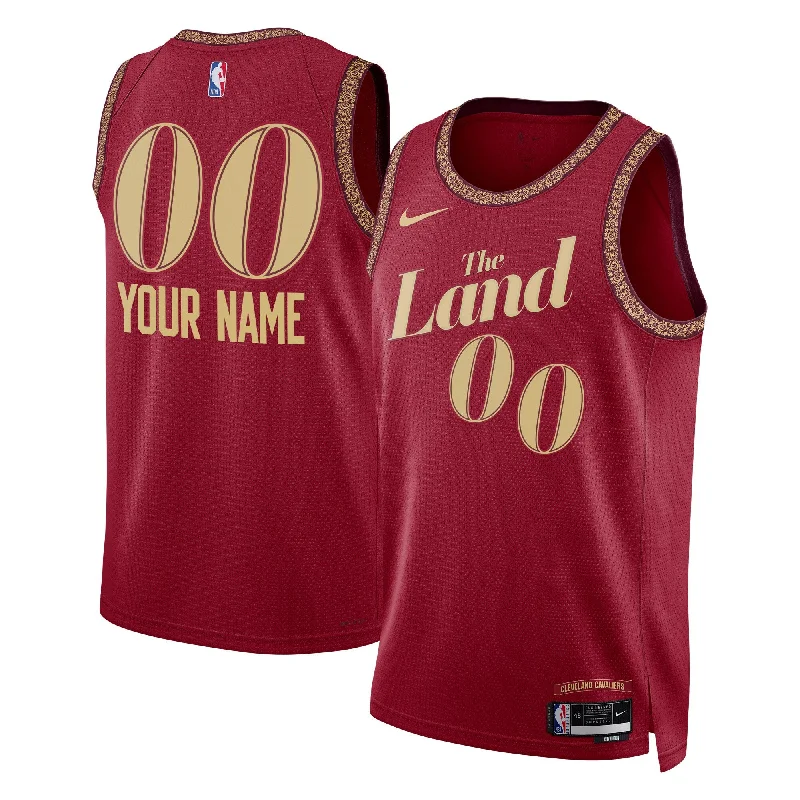 Basketball Jersey With Embroidered Team Logo-Cleveland Cavaliers Unisex 2023/24 Custom Swingman Basketball Jersey - Wine - City Edition