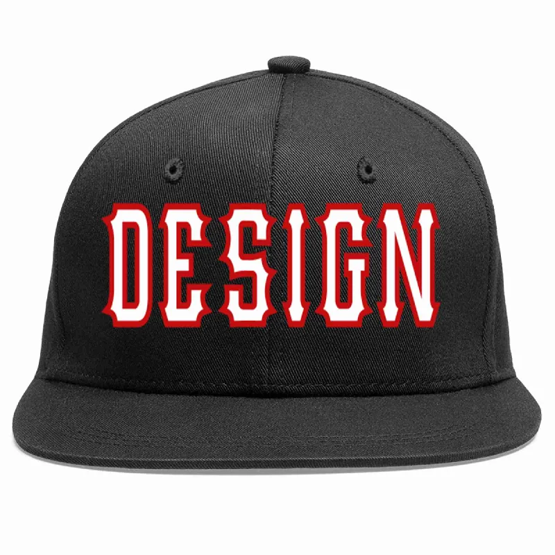 Baseball Cap For Special Edition Designs-Custom Black White-Red Flat Eaves Sport Baseball Cap Design for Men/Women/Youth