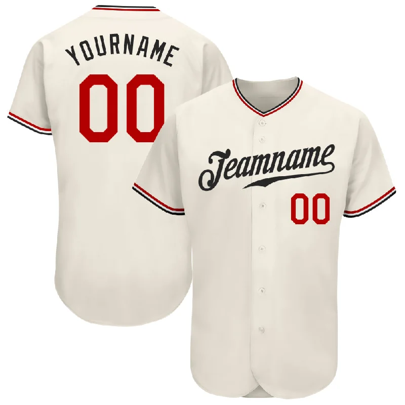 Baseball Jersey With Special Edition Patterns-Custom Cream Red-Black Authentic Baseball Jersey