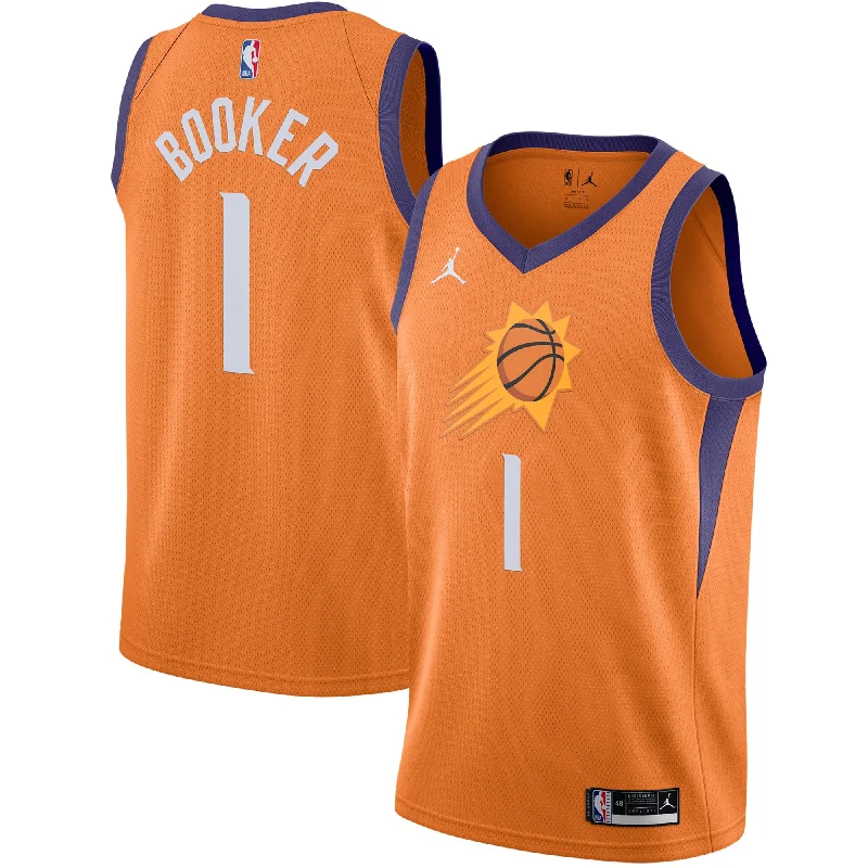 Basketball Jersey For Seasonal Sports Apparel-Devin Booker Phoenix Suns Jordan Brand 2020/21 Swingman Basketball Jersey - Statement Edition - Orange