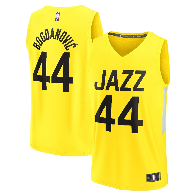 Personalized Basketball Jersey For Fundraisers-Bojan Bogdanovic Utah Jazz Branded Fast Break Basketball Jersey - Icon Edition - Yellow