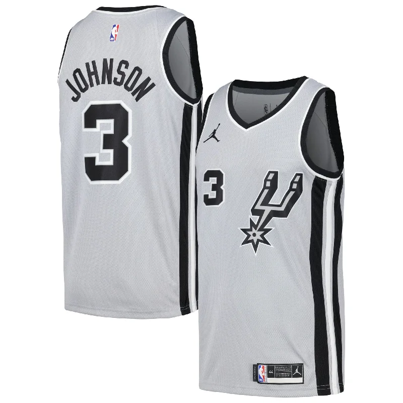 Basketball Jersey With Logo-Keldon Johnson San Antonio Spurs Swingman Player Basketball Jersey - Statement Edition - Silver