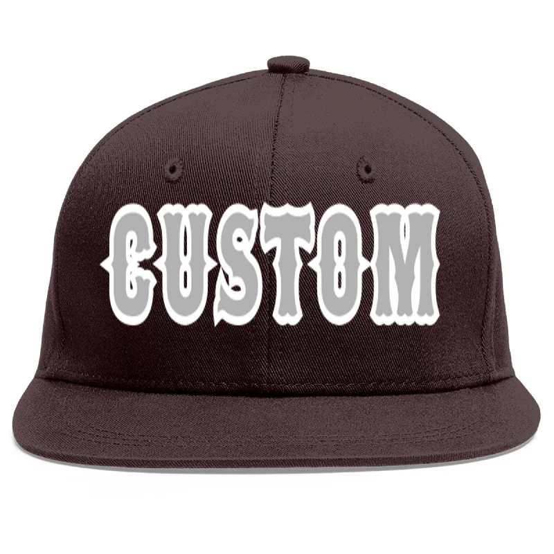 Baseball Cap For Beach Days-Custom Brown Gray-White Flat Eaves Sport Baseball Cap