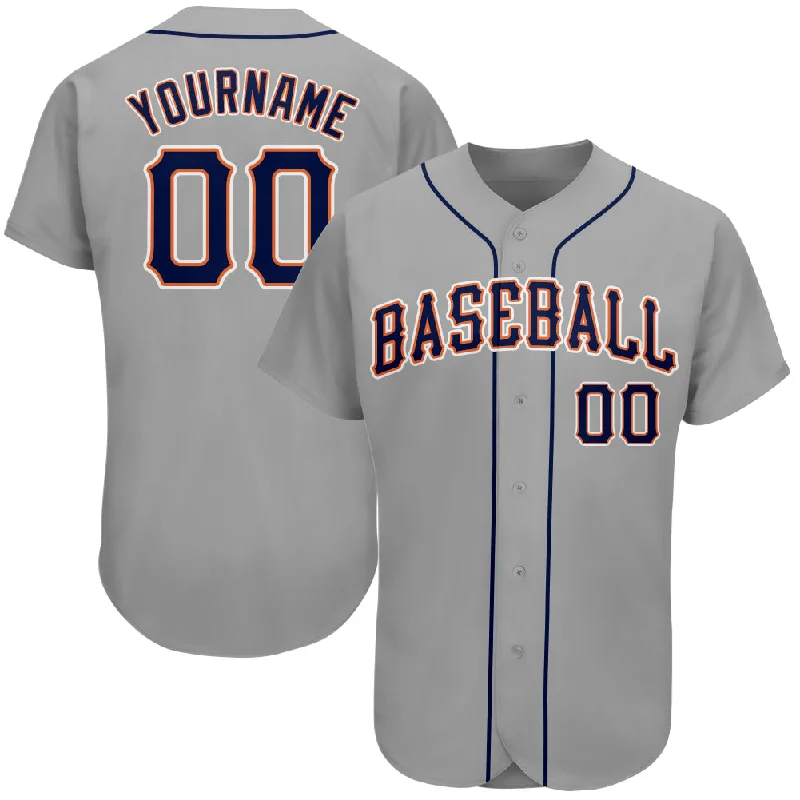 Baseball Jersey With Comfortable Fabric-Custom Gray Navy-Orange Authentic Baseball Jersey