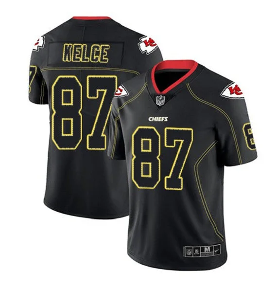 Football Jersey For Professional Teams-Men’s Kansas City Chiefs #87 Travis Kelce Black 2018 Lights Out Color Rush Limited Football Stitched Jersey