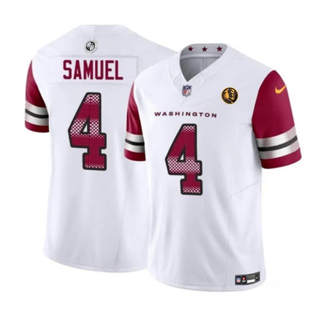 Custom Football Jersey For Seasonal Merchandise-Men's Washington Commanders #4 Curtis Samuel White 2023 F.U.S.E. With John Madden Patch Vapor Limited Football Stitched Jersey