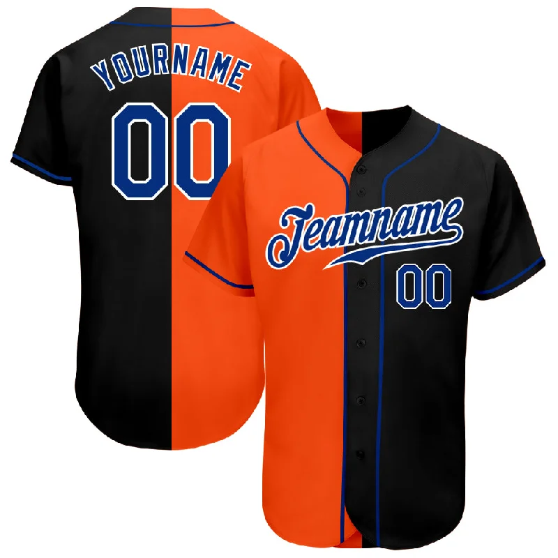 Baseball Jersey With Custom Fit-Custom Black Royal-Orange Authentic Split Fashion Baseball Jersey