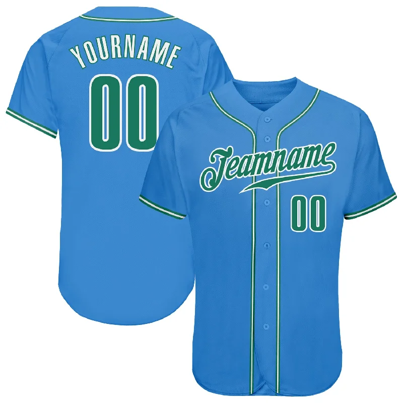 Baseball Jersey For Custom Group Orders-Custom Powder Blue Kelly Green-White Authentic Baseball Jersey