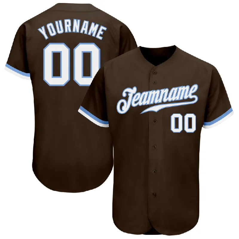 Baseball Jersey With High-Quality Material-Custom Brown White-Light Blue Authentic Baseball Jersey