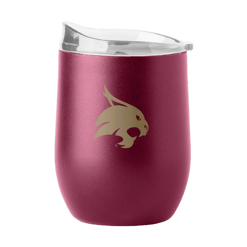 Custom Team Mug With Mascot-Texas State 16oz Flipside Powder Coat Curved Bev