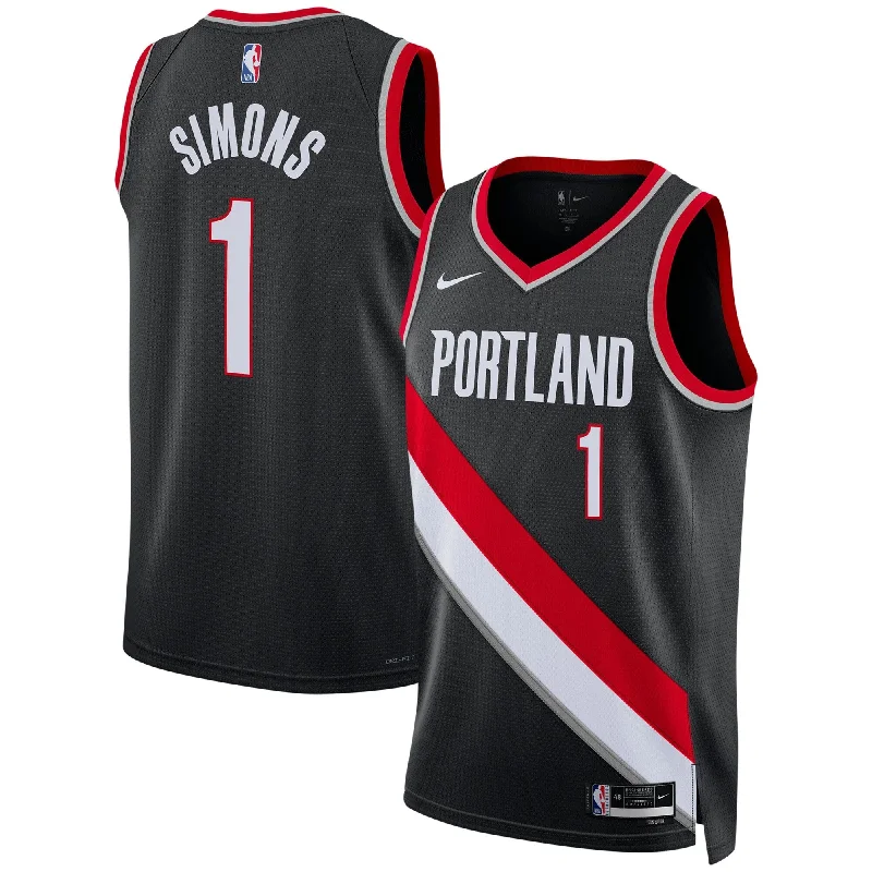 Basketball Jersey With Custom Team Name-Anfernee Simons Portland Trail Blazers Unisex Swingman Basketball Jersey - Icon Edition - Black