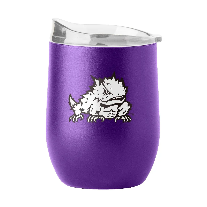 Team Mug With Personalization Options-TCU 16oz Flipside Powder Coat Curved Bev