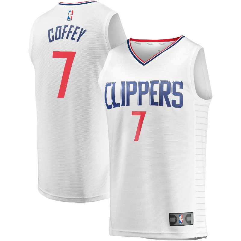 Basketball Jersey For Corporate Gifts-Amir Coffey La Clippers Branded Fast Break Player Basketball Jersey - Association Edition - White