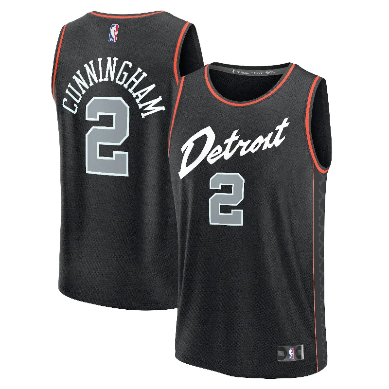 Basketball Jersey With Vintage Look-Cade Cunningham Detroit Pistons Branded Fast Break Basketball Jersey - Black - City Edition