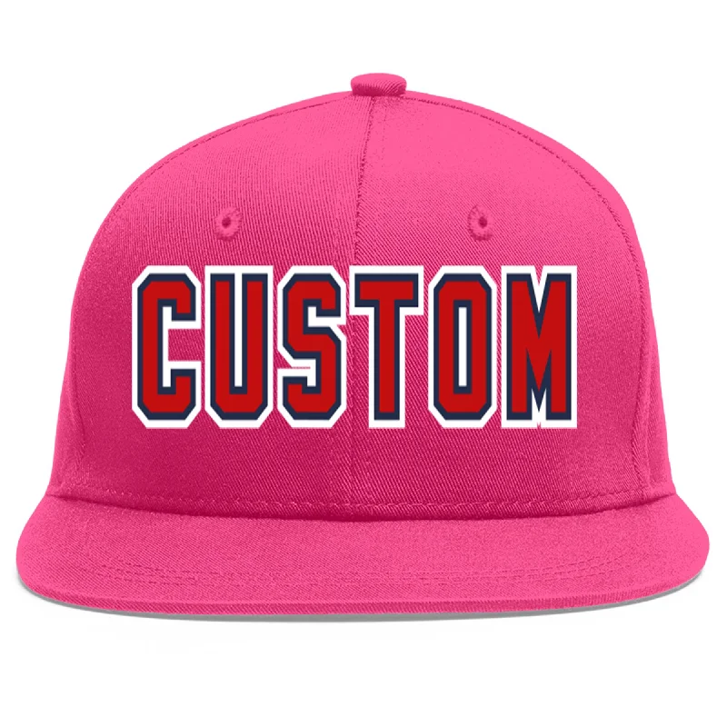 Baseball Cap With Seasonal Colors-Custom Rose Red Red-Navy Flat Eaves Sport Baseball Cap