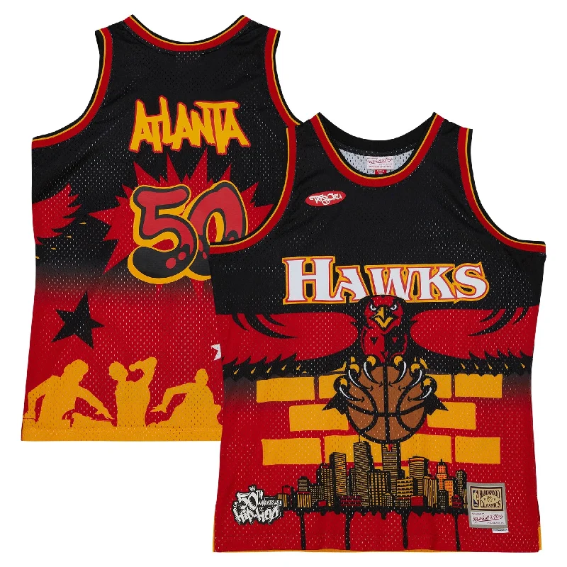 Basketball Jersey With Custom Player Names-Atlanta Hawks X Tats Cru Hardwood Classics Fashion Basketball Jersey - Black