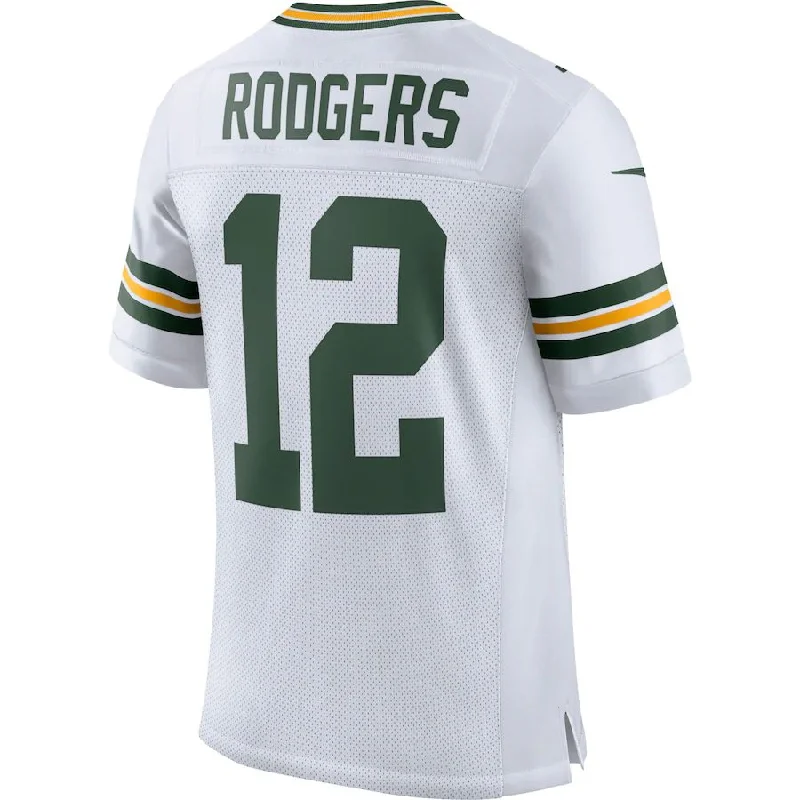 Rugby Jersey With Bold Colors-GB.Packers #12 Aaron Rodgers White Classic Elite Player Jersey Stitched American Football Jerseys