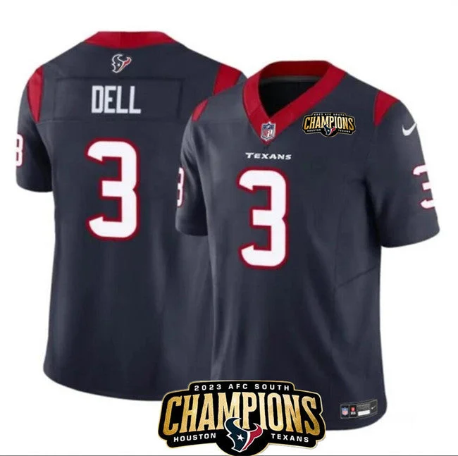 Football Jersey For Custom Event Apparel-Men's Houston Texans #3 Tank Dell Navy 2023 F.U.S.E. AFC South Champions Patch Vapor Untouchable Limited Football Stitched Jersey