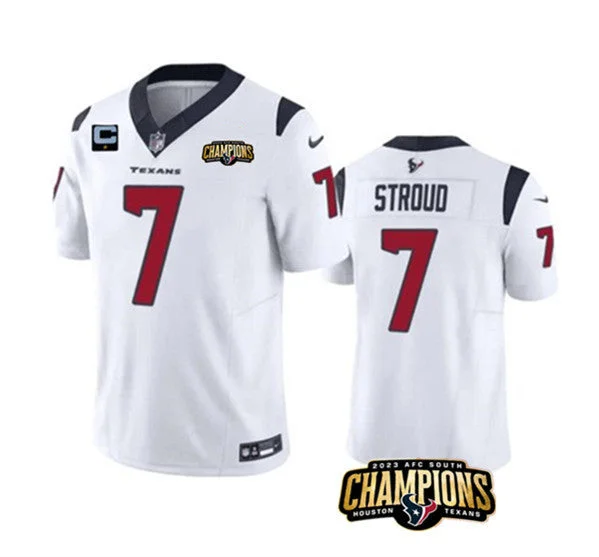 Personalized Football Jersey For Fans-Men's Houston Texans #7 C.J. Stroud White 2023 F.U.S.E. AFC South Champions Patch And 1-Star C Patch Vapor Untouchable Limited Football Stitched Jersey