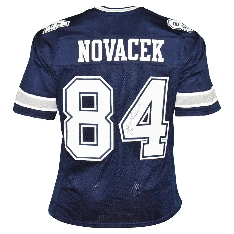 Rugby Jersey For Professional Brands-Jay Novacek Signed Dallas Navy Football Jersey (JSA)