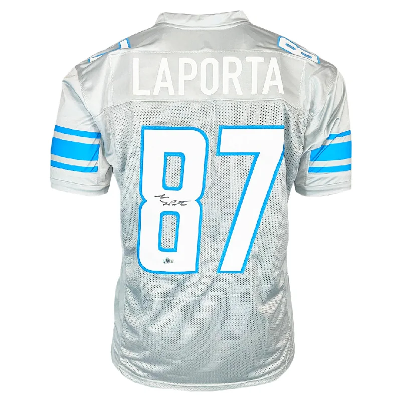 Rugby Jersey With Player Customization-Sam LaPorta Signed Detroit Grey Football Jersey (Beckett)