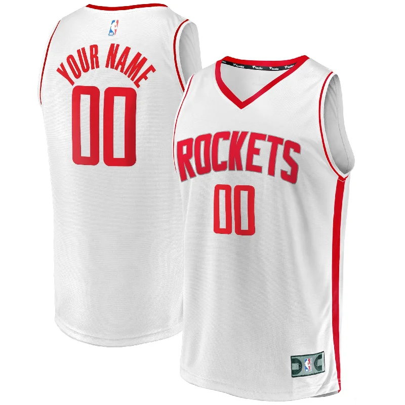 Basketball Jersey For Special Event Merchandise-Houston Rockets Branded Fast Break Custom Basketball Jersey - Association Edition - White