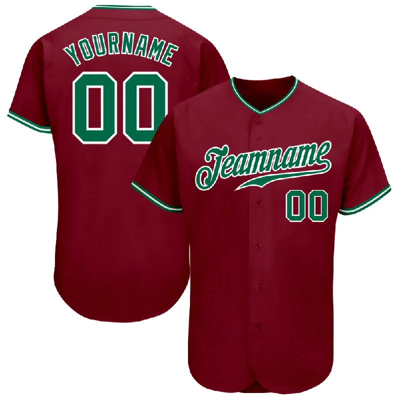 Baseball Jersey For Professional Brands-Custom Crimson Kelly Green-White Authentic Baseball Jersey