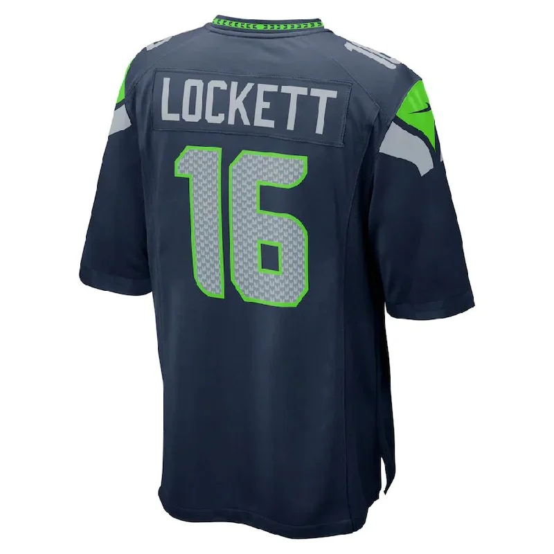 Rugby Jersey With Iconic Logo-S.Seahawks #16 Tyler Lockett College Navy Game Team Jersey Stitched American Football Jerseys