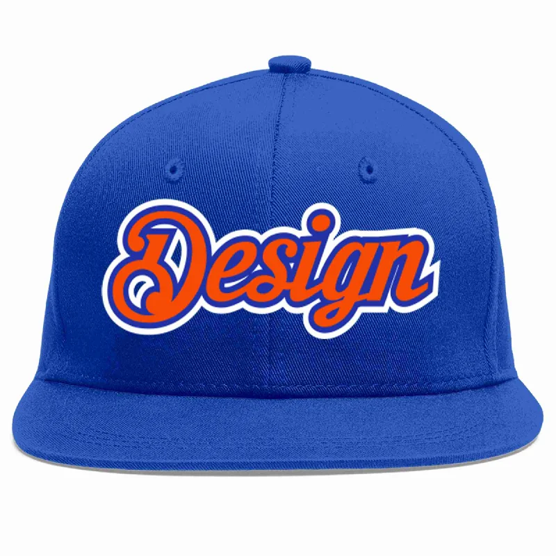 Baseball Cap For Men-Custom Royal Orange-Royal Flat Eaves Sport Baseball Cap Design for Men/Women/Youth