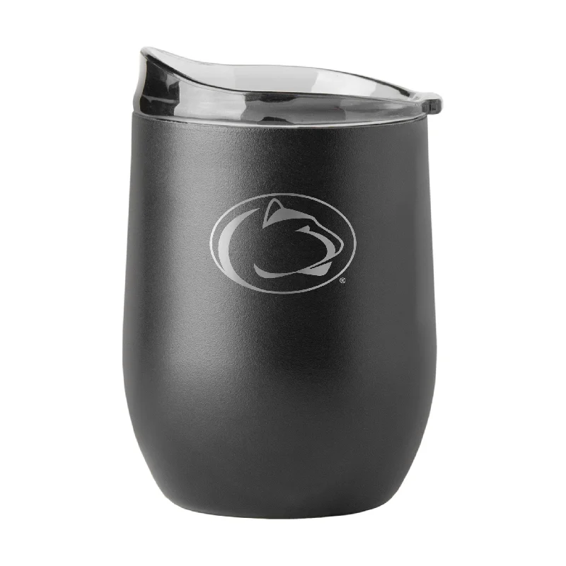 Personalized Team Mug With Special Logo-Penn State 16oz Black Etch Powder Coat Curved Bev