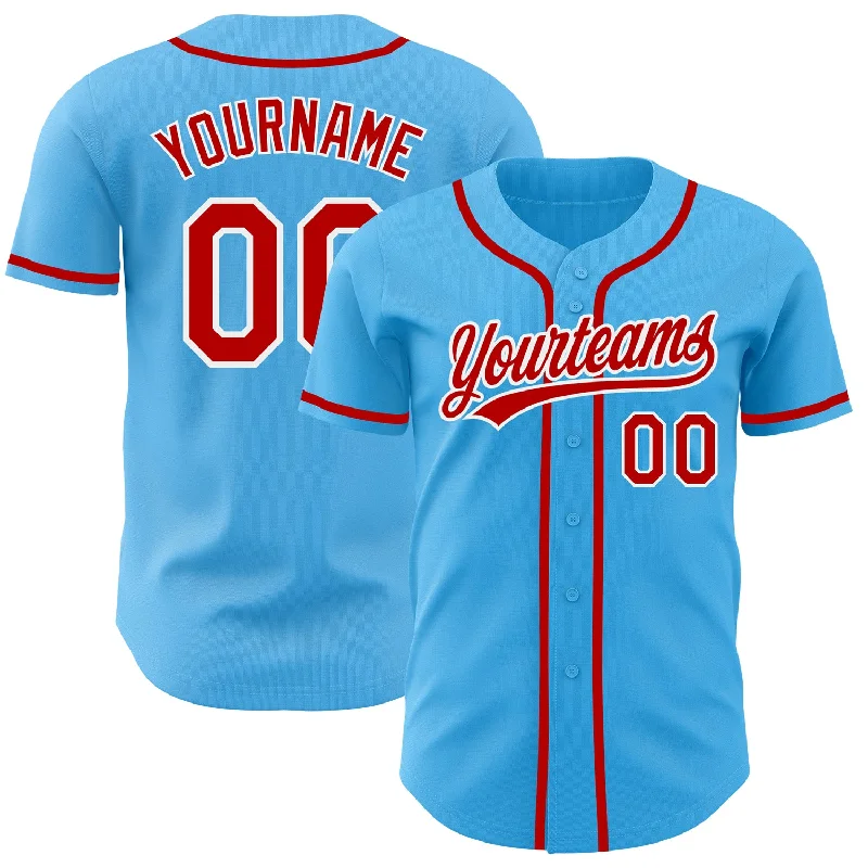 Baseball Jersey With Custom Team Apparel-Custom Sky Blue Red-White Authentic Baseball Jersey