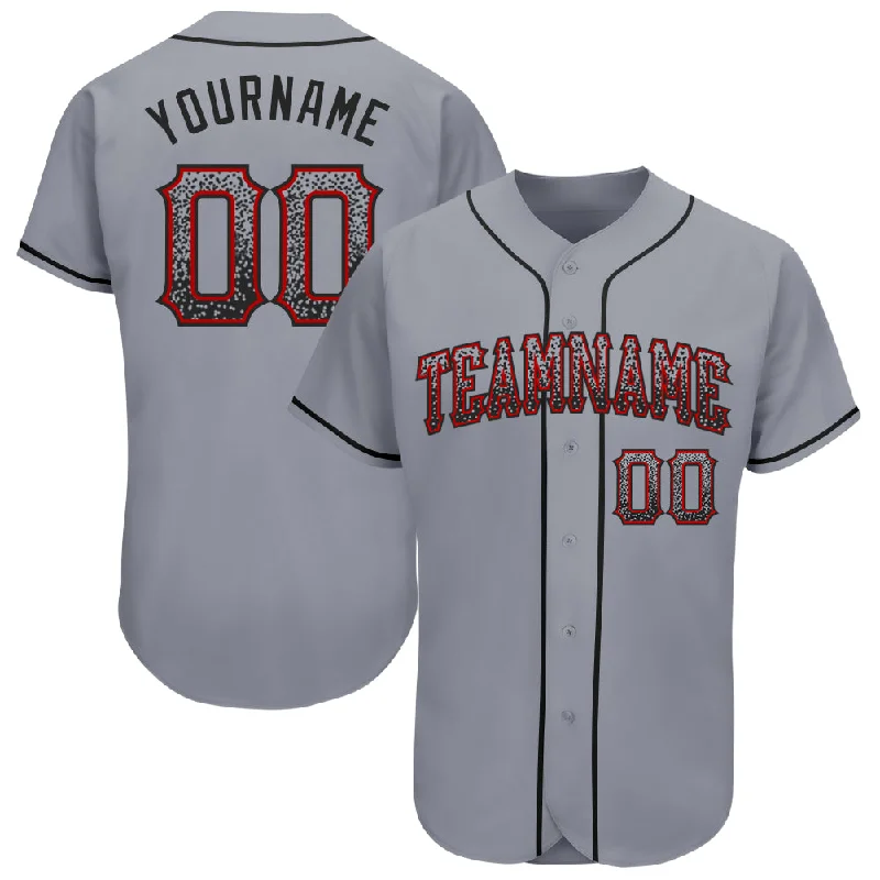 Baseball Jersey For Casual Wear-Custom Gray Black-Red Authentic Drift Fashion Baseball Jersey