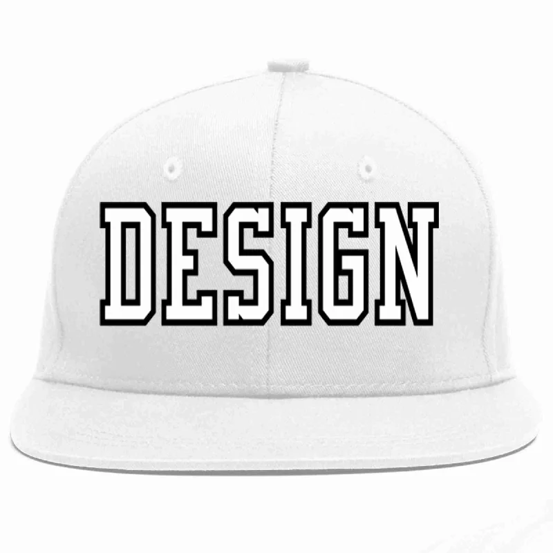 Baseball Cap For Limited Edition Styles-Custom White White-Black Flat Eaves Sport Baseball Cap Design for Men/Women/Youth