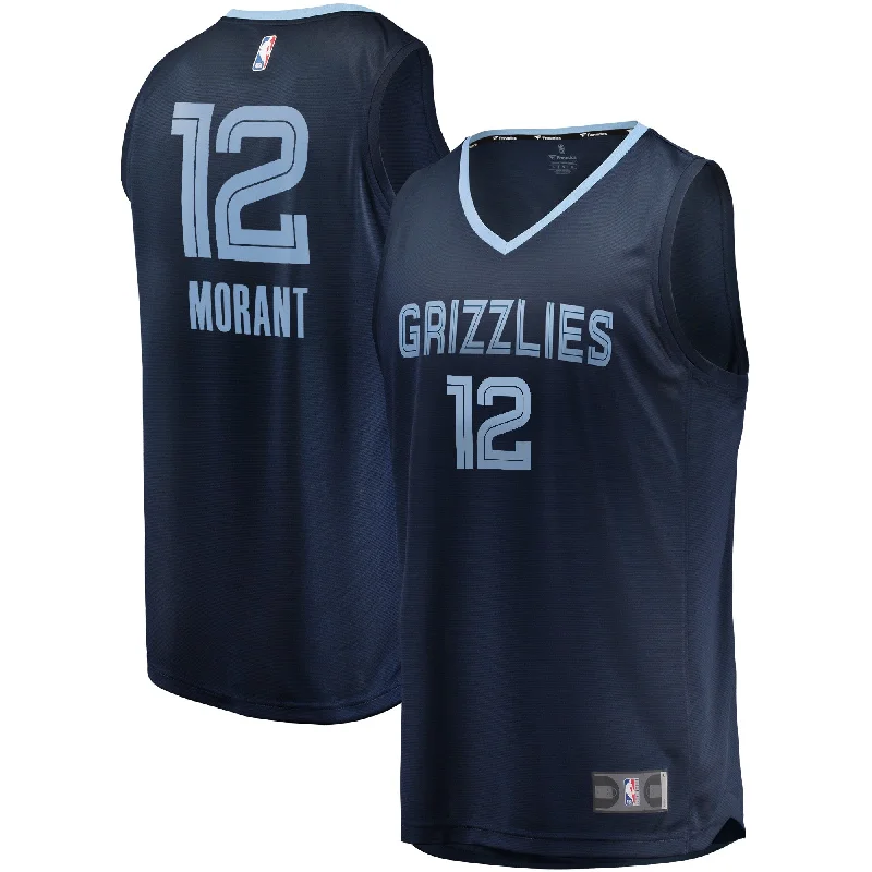 Basketball Jersey For Marketing Campaigns-Ja Morant Memphis Grizzlies Branded Fast Break Basketball Jersey Navy - Icon Edition