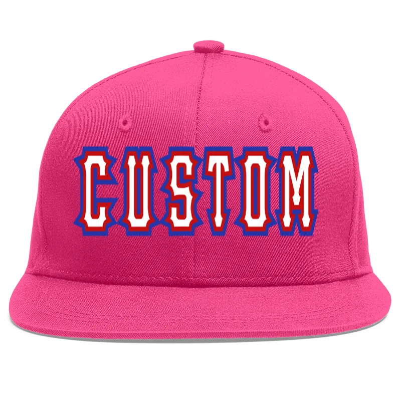 Personalized Embroidered Baseball Cap-Custom Rose Red White-Red Flat Eaves Sport Baseball Cap