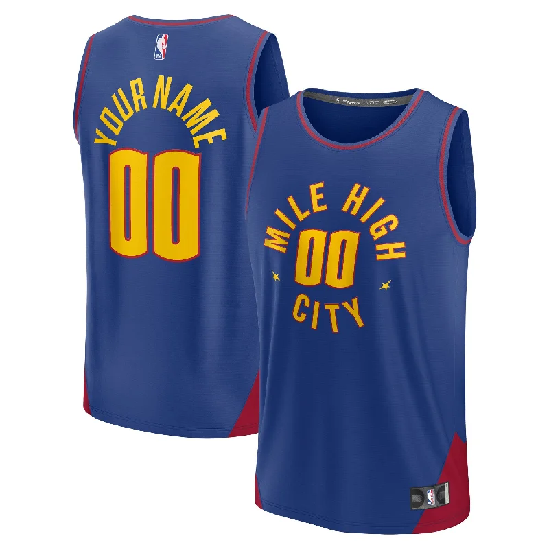 Basketball Jersey For School Spirit Events-Denver Nuggets Branded 2022/23 Fast Break Custom Basketball Jersey - Blue - Statement Edition